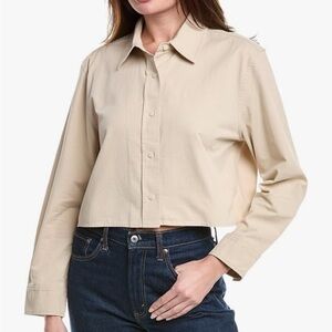Vince Marzipan Button-Front Cropped Shirt